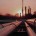 crude oil refinery during sunset with pipeline conection
